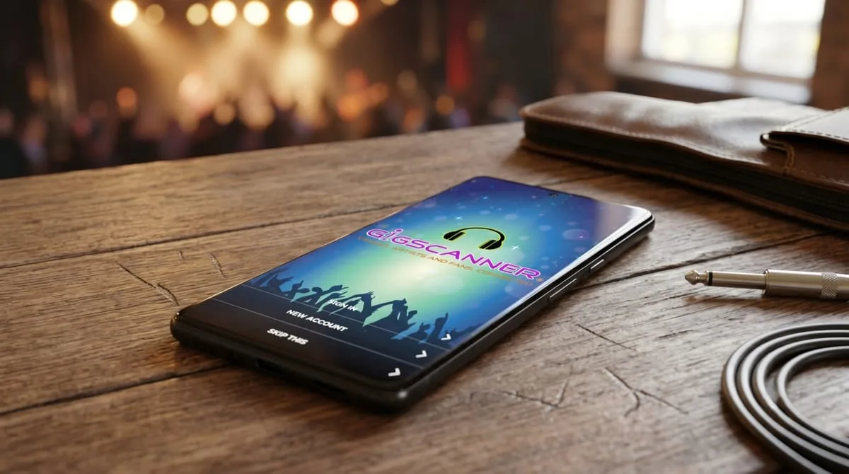 GigScanner live music app connecting venues, artists, and fans, built by OgreLogic, shown on a phone