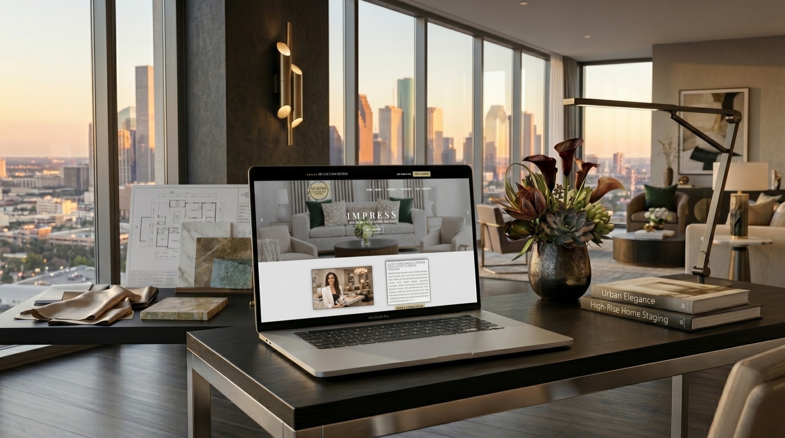 Morphe Home Staging and Design company website built and maintained by OgreLogic, shown on a laptop