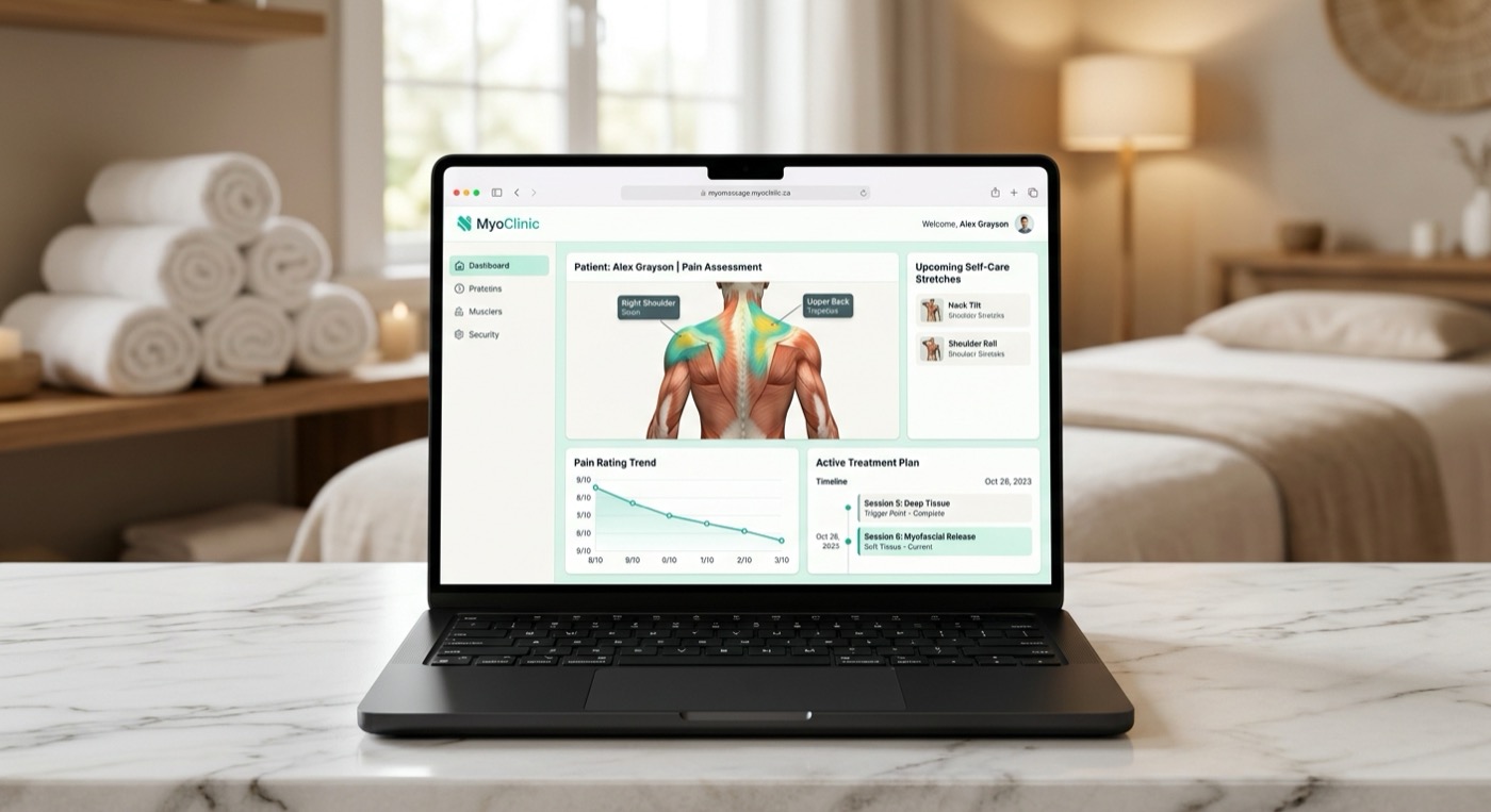 Myo Massage Clinic healthcare web application designed and developed by OgreLogic