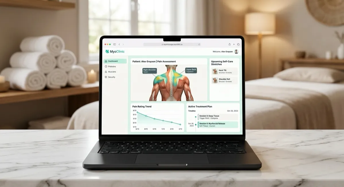 Myo Massage Clinic healthcare web application designed and developed by OgreLogic